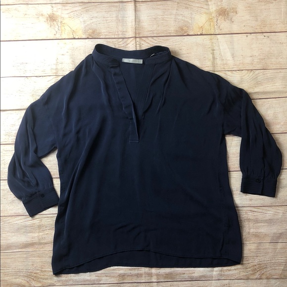 Vince Tops - Vince Silk Shirred Drape Pullover‎ blouse
